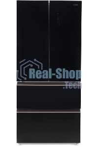 Холодильник Hyundai CM55043F черный стекло трехкамерный, 354/186, морозилка снизу, No Frost, Side by Side