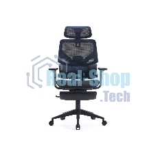 Кресло Cactus CS-CHR-MC01-BLBK синий, сетка, подголовник, подставка для ног