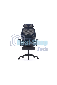 Кресло офисное Cactus CS-CHR-MC01-BLBK синий, сиденье черный, сетка/ткань, с подголов. крестов. пластик, подст. для ног