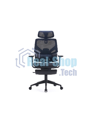 Кресло Cactus CS-CHR-MC01-BLBK синий, сетка, подголовник, подставка для ног