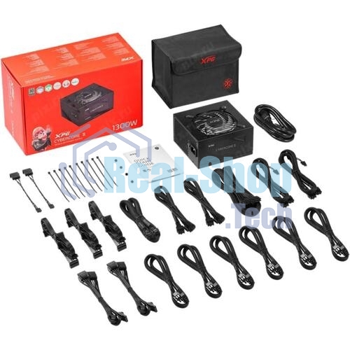 Блок питания ADATA XPG CYBERCORE II 1300W RTL (CYBERCOREII1300P-BKCEU), 1300Вт, 80 PLUS Platinum, 120мм, модульный, черный