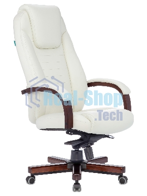 Кресло руководителя Бюрократ T-9923WALNUT/IVORY слоновая кость кожа крестовина дерево