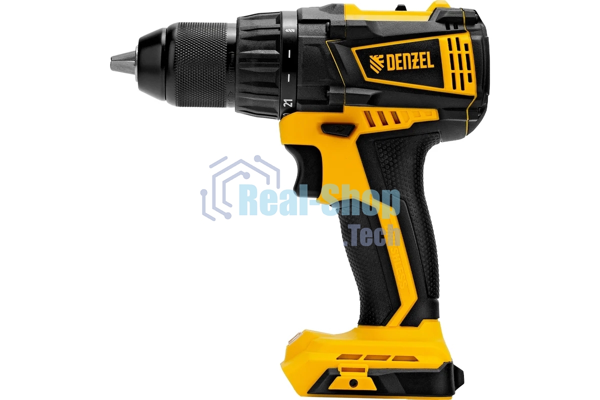 Дрель-шуруповерт аккумуляторная Denzel BLDL-18-0, 18В, Без АКБ и ЗУ