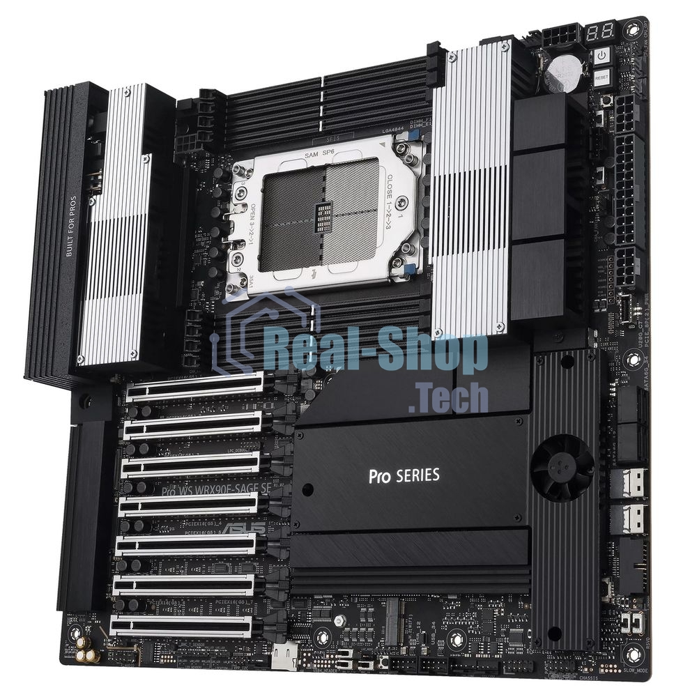Материнская плата ASUS Pro WS WRX90E-SAGE SE, sTR5, AMD WRX90, 8xDDR5, 4xSATA, 4xM.2, 6xPCI-E 5.0 x16, 1xPCI-E 5.0 x8, 1xVGA, 2xMiniDP, 3x 10Gb LAN, 6xUSB-A 3.2 Gen 2, 1xUSB-A 2.0, 2xUSB-C USB4, 2x3.5 мм, 5.1, SSI EEB