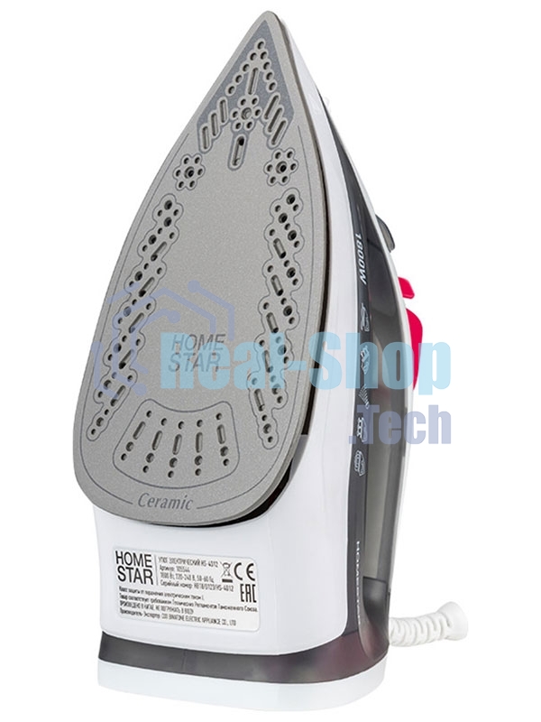Утюг HomeStar HS-4012 серый (1800 Вт, пар, спрей, паровой удар, самоочистка, керам.подошва)