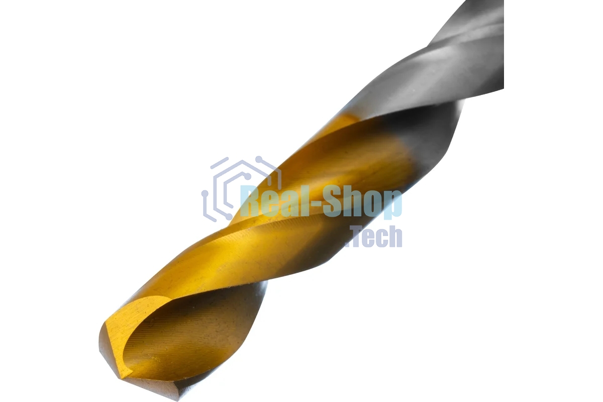 Сверло спиральное по металлу Denzel 10 x 133 мм, Р6М5, Golden Tip