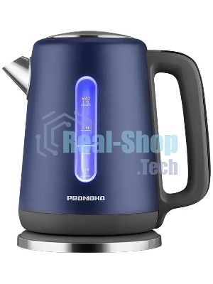 Чайник электрический Redmond KM238 1.7 л, 2200 Вт, синий, нержавеющая сталь/стекло/пластик