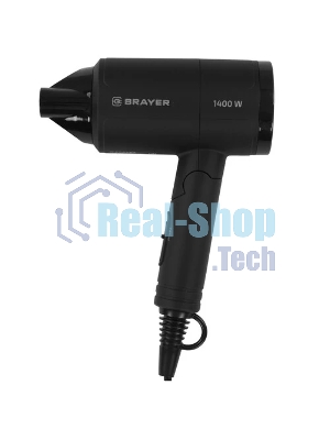 Фен BRAYER BR3040 черный, 1400 Вт, компактный