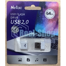 Флешка USB Netac U116 (NT03U116N-064G-20WH), 64Gb, USB 2.0, R/W 70/30, белый