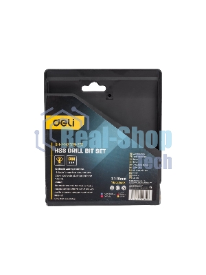 Набор ручного инструмента Deli Набор сверл по металлу HSS (1-10мм, 19 шт) Deli DH-MHZ019-ED1 пластиковый кейс