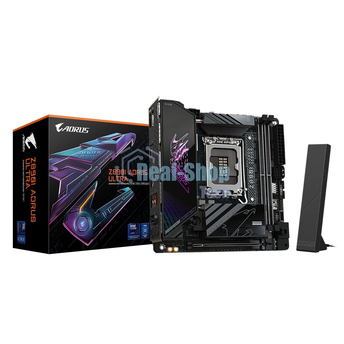 Материнская плата Gigabyte Z890I AORUS ULTRA, LGA 1851, Intel Z890, 2xDDR5, 2xSATA, 2xM.2, 1xPCIe 5.0 x16, 1xDP, 1xHDMI, 1xUSB-C, 1x Thunderbolt 4, 1x 2.5Gb LAN, 2xUSB-A 3.2 Gen 1, 3xUSB-A 3.2 Gen 2, 2x3.5 мм, TOSLINK, 7.1, 1xUSB4, Mini-ITX