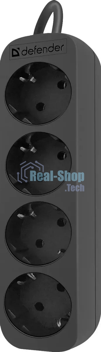 Удлинитель Defender M450 черный, 5 м, EURO, 4 розетки, 2200 Вт