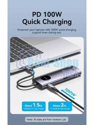 USB-концентратор Vention TQUHB, USB Type-C, USB 2.0/HDMI/RJ-45/SD/USB 3.0, USB Type-C