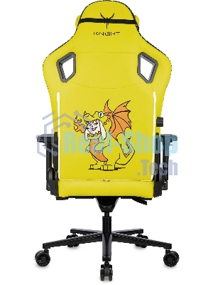 Кресло Knight Craft Dragon желтый, экокожа, 120 кг, механизм качания