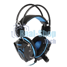 Гарнитура проводная игровая RUSH COBRA, динамики 40мм, велюровые амбушюры, черный/синий (SBHG-1000)