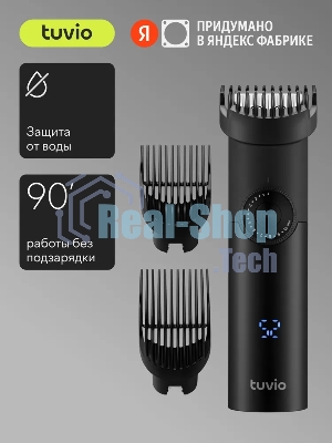 Машинка для стрижки волос, триммер с 3 насадками Tuvio HC-DA3BL, черный