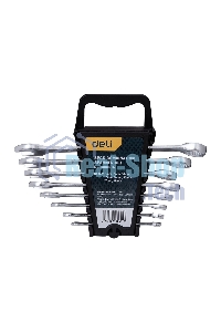 Набор комбинированных гаечных ключей 8 шт Deli DL130008A Спецификация: 6 мм, 8 мм, 10 мм, 12 мм, 14 мм, 15 мм, 17 мм, 19 мм. Матовая хромированная поверхность. Пластиковая упаковка.