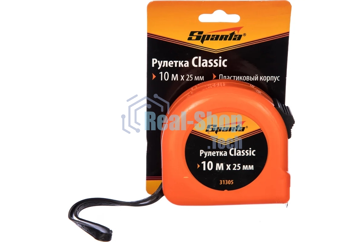 Рулетка Sparta Classic, 10 м х 25 мм, пластиковый корпус