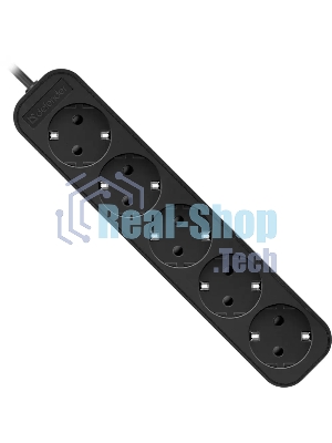 Удлинитель Defender M530 черный, 3 м, EURO, 5 розеток, 2200 Вт
