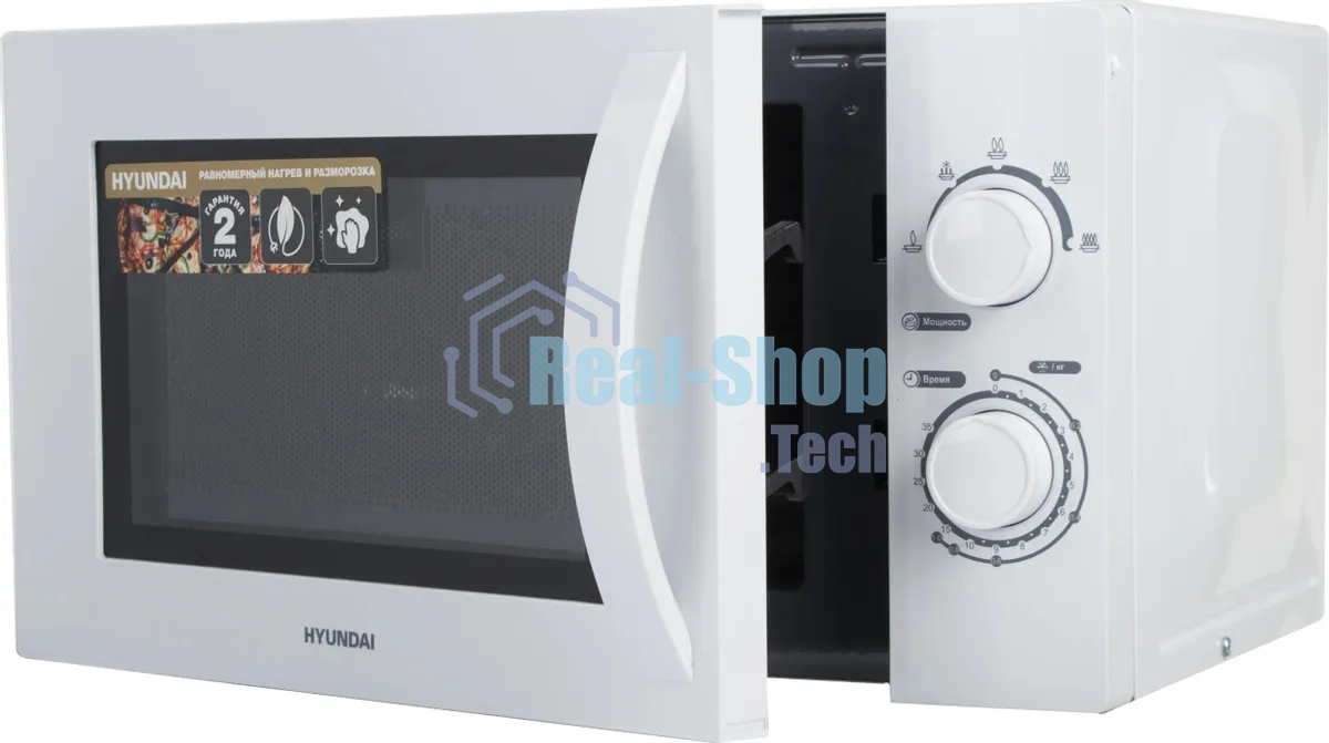 Микроволновая печь Hyundai HYM-M2059 белый, 20 л, 700 Вт, переключатели - поворотный механизм