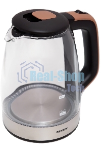 Чайник электрический Centek CT-0065 Beige стекло, 1.7 л 2200 Вт, LED-подсветка, мерная шкала, защита от вкл б/воды