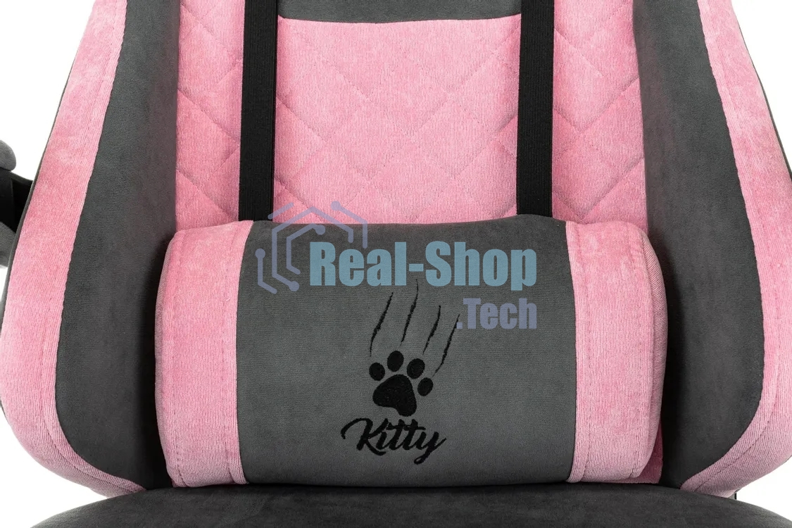 Кресло игровое Knight Kitty/F серый/розовый крестов. пластик подст. для ног