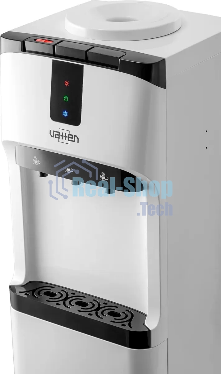 Кулер для воды Vatten V02WKB, верхняя загрузка, нагрев 90 °С, охлаждение 10 °С, белый/черный