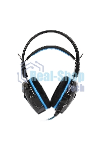 Гарнитура проводная игровая RUSH COBRA, динамики 40мм, велюровые амбушюры, черный/синий (SBHG-1000)