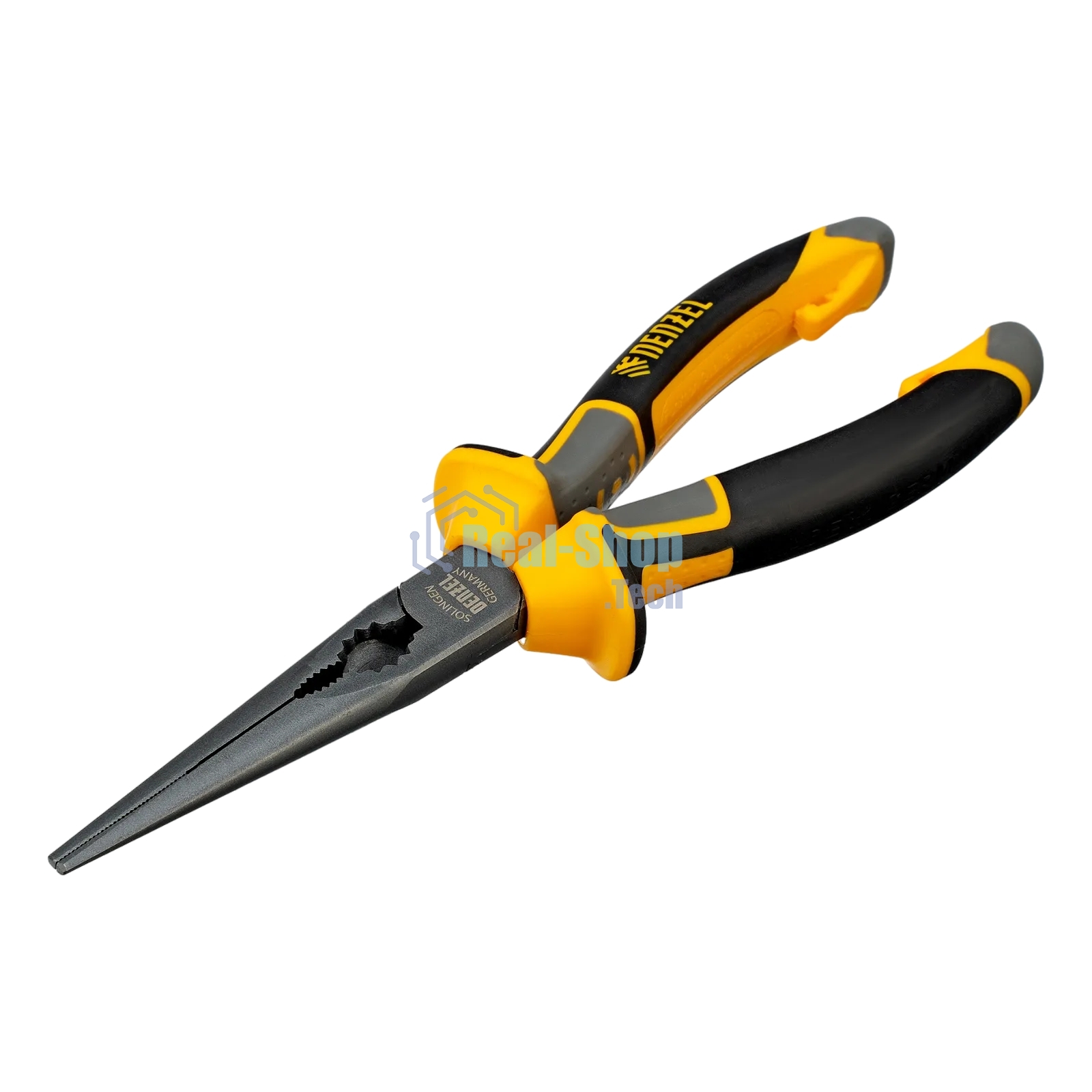 Длинногубцы прямые Denzel 205 мм, трехкомпонентные рукоятки