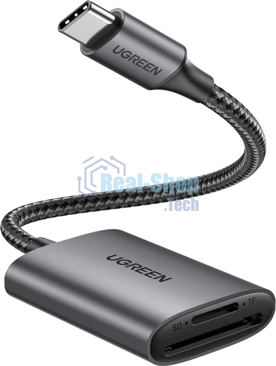 Кард-ридер UGREEN CM401/серый/SD,TF/USB Type-C/пластик