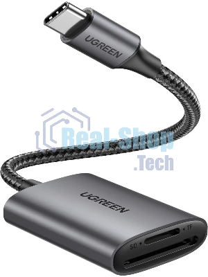 Кард-ридер UGREEN CM401/серый/SD,TF/USB Type-C/пластик