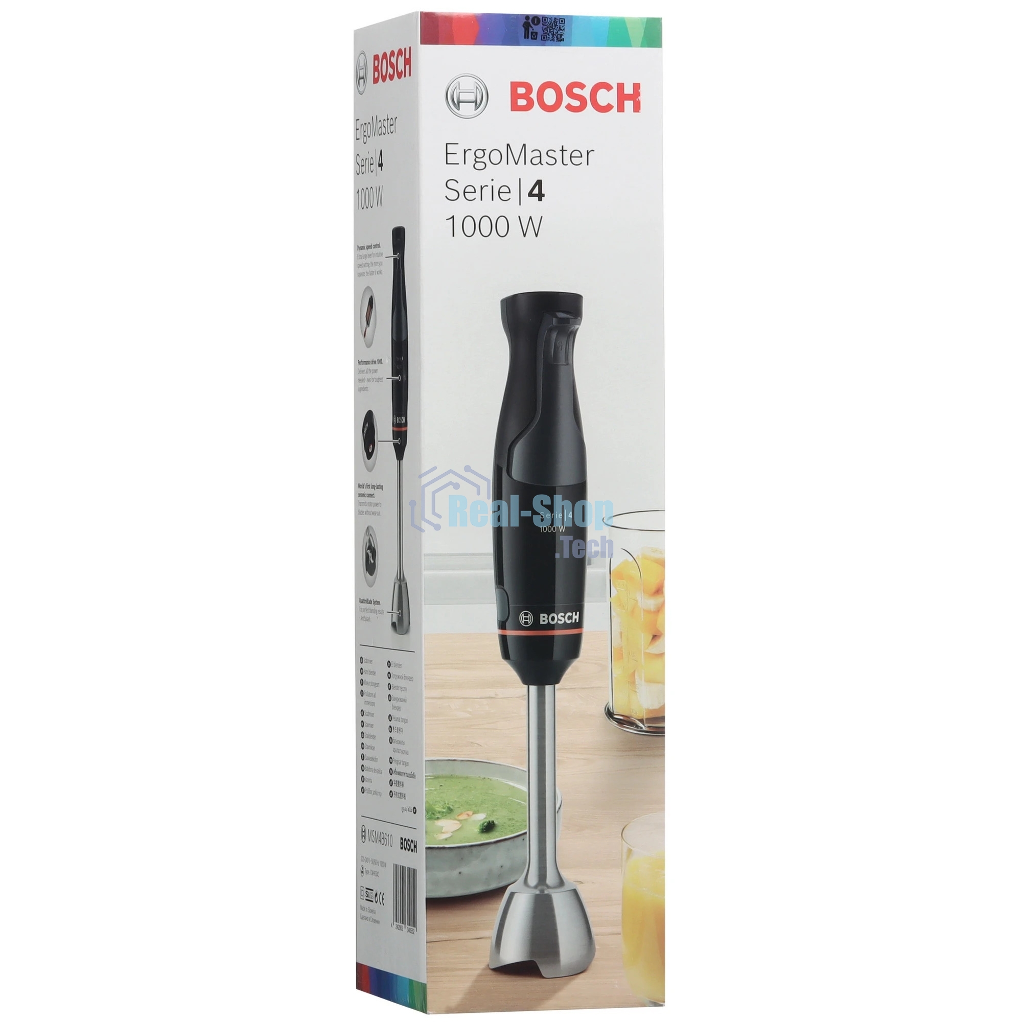 Блендер погружной Bosch MSM4B610 черный, 1000 Вт, плавная регулировка