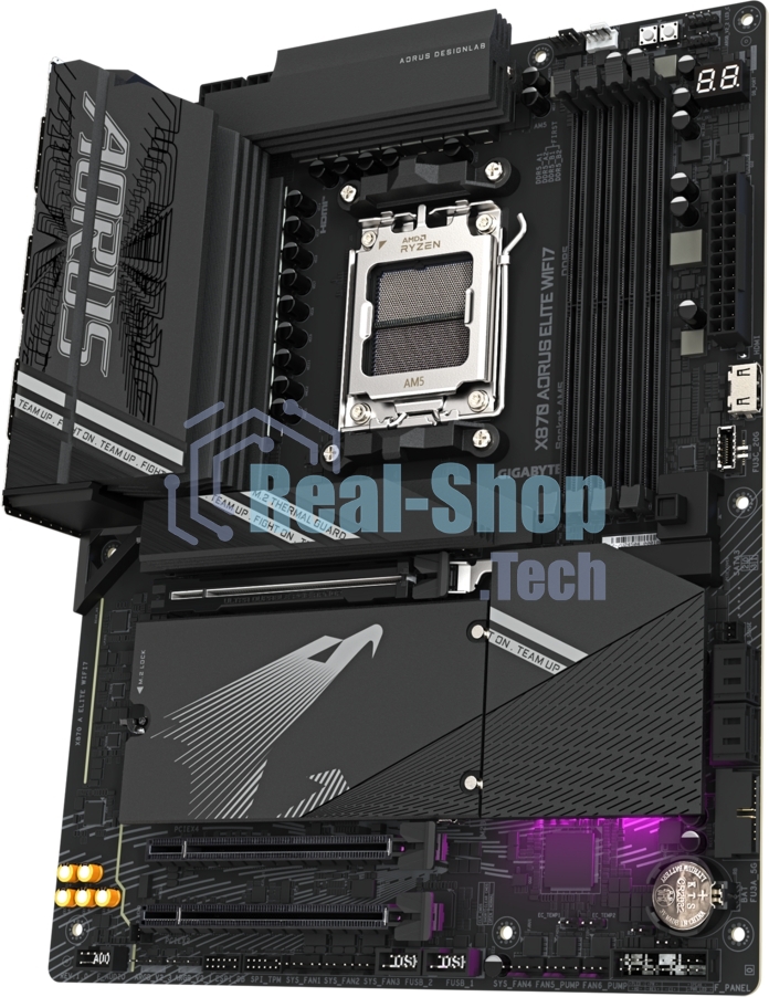 Материнская плата Gigabyte X870 AORUS ELITE WIFI7, AM5, AMD X870, 4xDDR5, 4xSATA, 4xM.2, 1xPCI-E 5.0 x16, 1xPCI-E 4.0 x4, 1xPCI-E 3.0 x2, 1xHDMI, 1x 2.5Gb LAN, 4xUSB-A 3.2 Gen 1, 2xUSB-A 3.2 Gen 2, 4xUSB-A 2.0, 2xUSB-C 4.0, 2x3.5 мм, 7.1, ATX