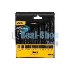 Набор ручного инструмента Deli Набор сверл по металлу HSS (1-10мм, 19 шт) Deli DH-MHZ019-ED1 пластиковый кейс