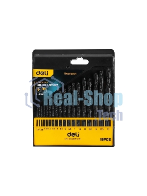 Набор ручного инструмента Deli Набор сверл по металлу HSS (1-10мм, 19 шт) Deli DH-MHZ019-ED1 пластиковый кейс