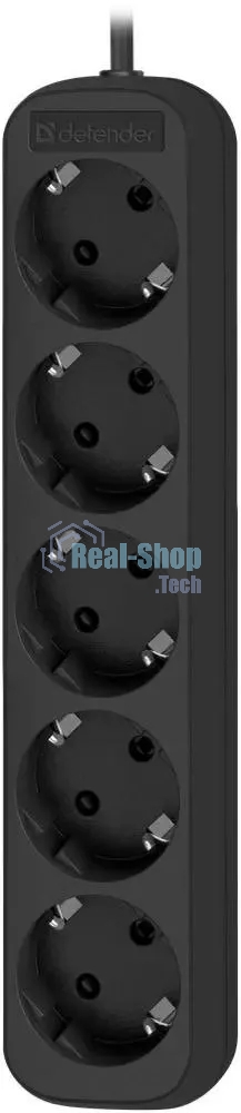 Удлинитель Defender M530 черный, 3 м, EURO, 5 розеток, 2200 Вт