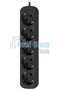 Удлинитель Defender M530 черный, 3 м, EURO, 5 розеток, 2200 Вт
