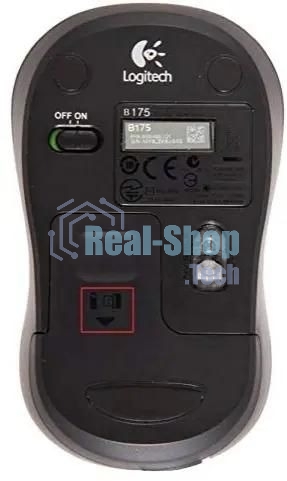 Мышь беспроводная Logitech B175 черный, 1000 dpi, радиоканал, USB, кнопки - 3