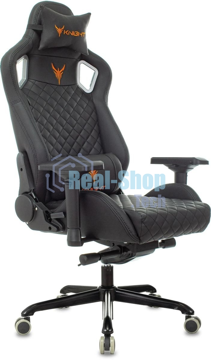 Кресло игровое Knight TITAN черный ромбик эко.кожа с подголов. крестовина металл