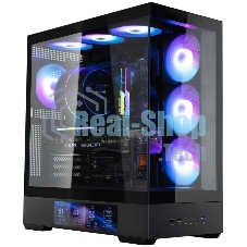 Компьютерный корпус ZALMAN P40 DS, ATX, черный, WINDOW, 9.1-inch LCD screen, 2xCombo(2.5” or 3.5”), 1x2.5”, 1xUSB TYPE-C, 2xUSB 3.0, SIDE 3x120мм ARGb, REAR 1x120мм ARGb