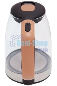 Чайник электрический Centek CT-0065 Beige стекло, 1.7 л 2200 Вт, LED-подсветка, мерная шкала, защита от вкл б/воды
