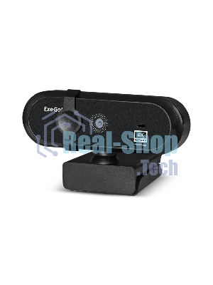 Веб-камера ExeGate Stream HD-4000 3840x2160, 30 кадр/с, USB Type-A, микрофон (2 шт, шумоподавление), шторка приватности, автоматическая фокусировка, универсальное крепление, штатив в комплекте