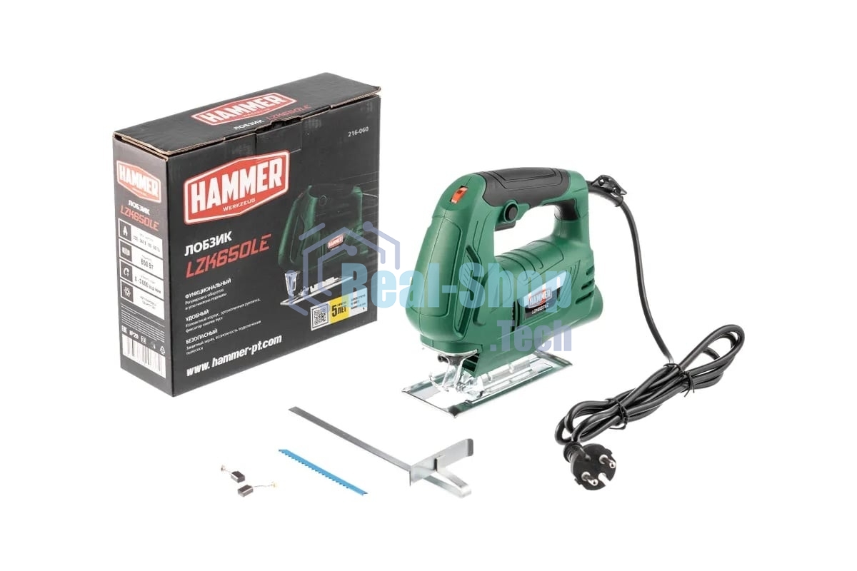 Лобзик электрический Haммer LZK650LE 650Вт 0-3000ход/мин 65мм-дер 6мм-мет