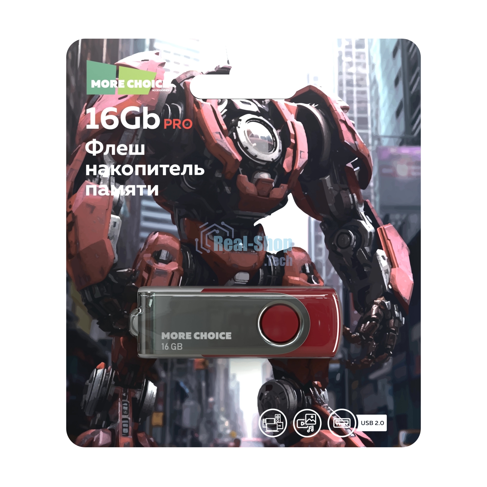 Флешка USB More Choice (4610196407574) MF16-4 USB 16 Gb 2.0 Red