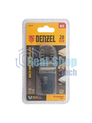 Насадка для МФИ Denzel режущая пазовая прямая, HCS, по дереву, 20 х 1,4 мм, мелкий зуб