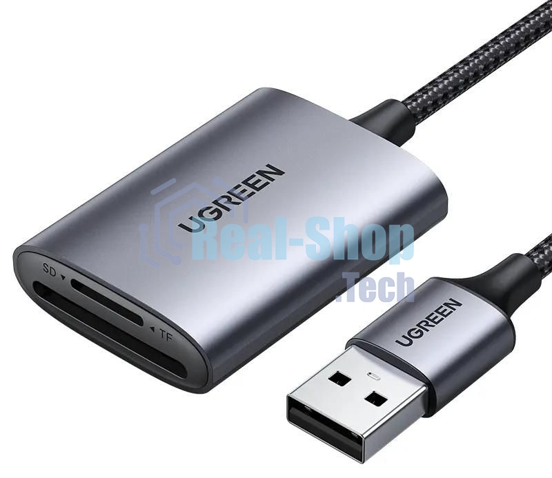 Кард-ридер UGREEN CM401/серый/SD,TF/USB Type-C/пластик