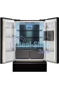 Холодильник Hyundai CM55043F черный стекло трехкамерный, 354/186, морозилка снизу, No Frost, Side by Side