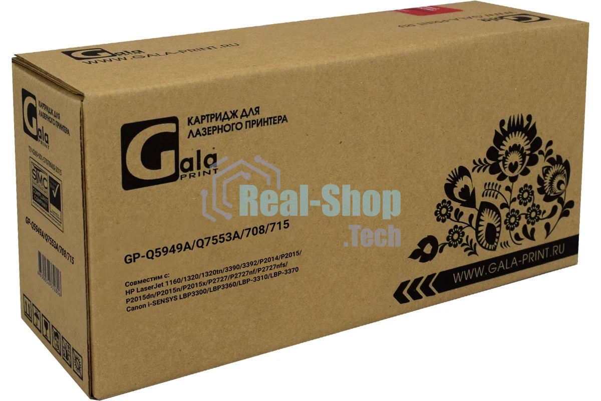 Картридж лазерный GalaPrint GP-Q5949A/7553A/708/715 черный (3000 стр) для HP LaserJet 1160/1320/1320N/3390/3392/P2010/P2014/P2015/2015d/2015n/M2727/M2727nf/M2727nfs/Canon LBP-3300/3360/3310/3370
