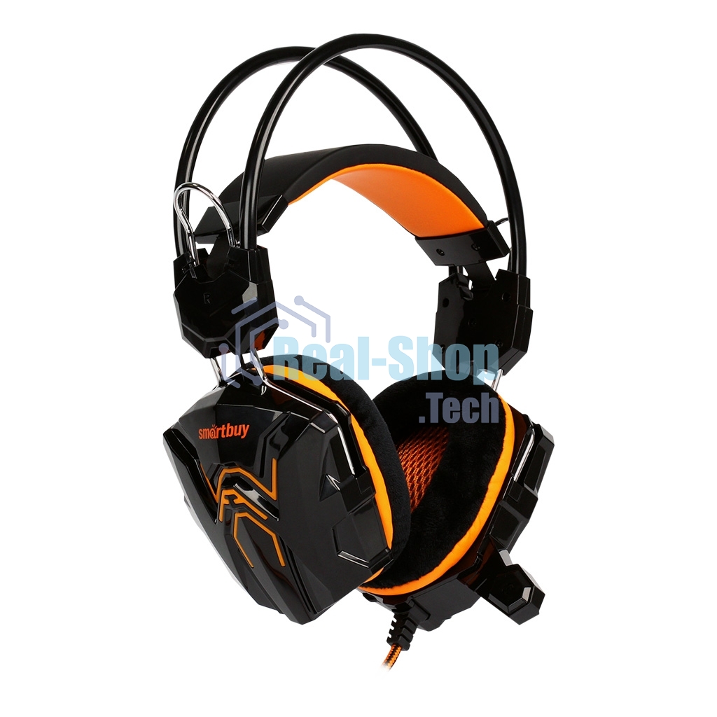 Гарнитура проводная игровая RUSH COBRA, динамики 40мм, велюровые амбушюры, черный/оранжевый (SBHG-1100)