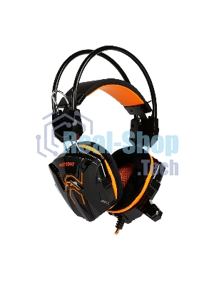 Гарнитура проводная игровая RUSH COBRA, динамики 40мм, велюровые амбушюры, черный/оранжевый (SBHG-1100)